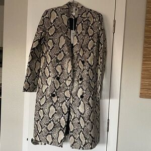Copy- Mural Snake Print Faux Leather Longline Blazer Coat Zara Mango Nordstrom S